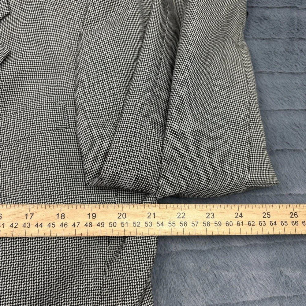 Hart Schaffner Marx Ariel Worsteds Wool Blazer 42R Houndstooth Sport Coat Gray